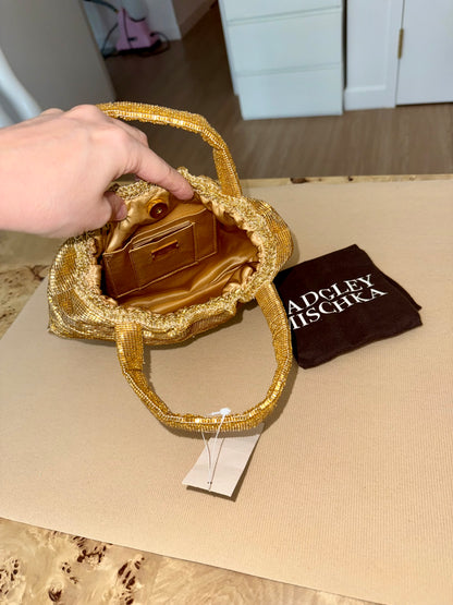 BADGLEY MISCHKA Vintage Gold Entirely Glass Beaded Evening Bag