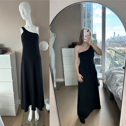 CALVIN KLEIN COLLECTION Vintage One Shoulder Black Gown