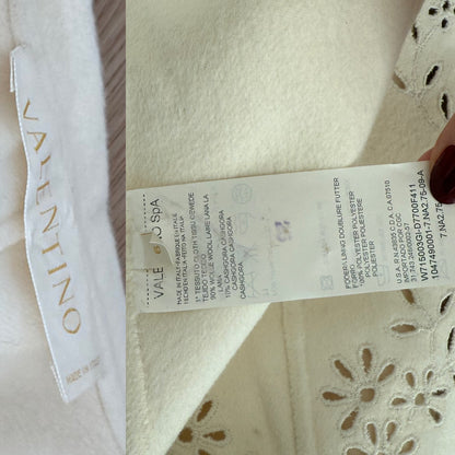 VALENTINO 1998 Vintage Ivory Eyelet Blazer Jacket