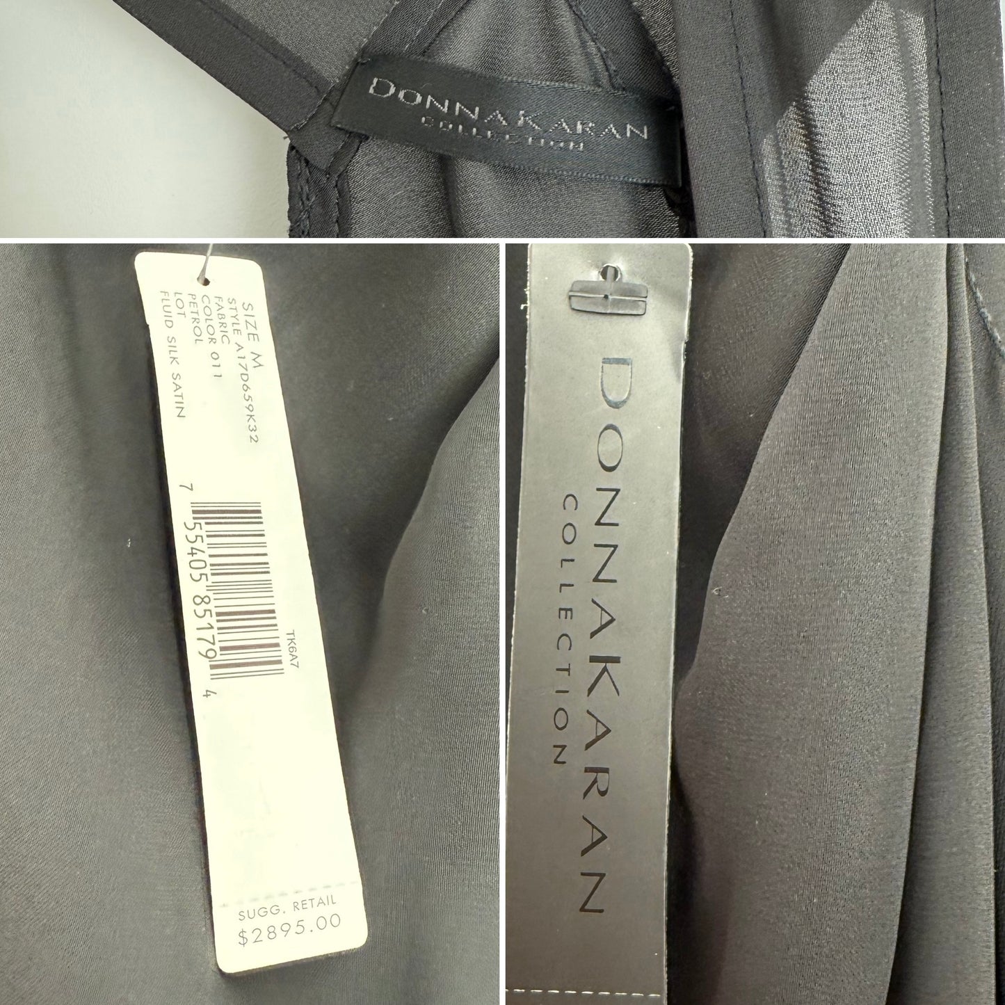 DONNA KARAN Black Silk Grecian Wrap Evening Gown