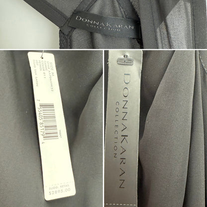 DONNA KARAN Black Silk Grecian Wrap Evening Gown