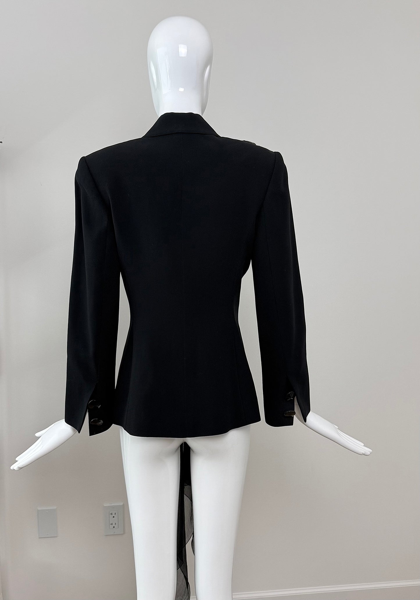DIOR by GIANFRANCO FERRE 1995 Vintage Embellished Black Power Jacket