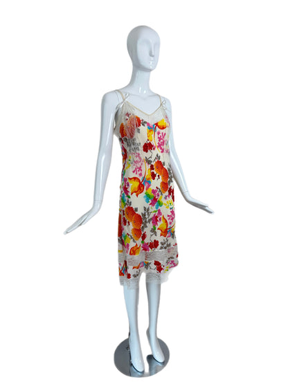 DIOR by JOHN GALLIANO 2006 Vintage Silk Lace Floral Midi Dress
