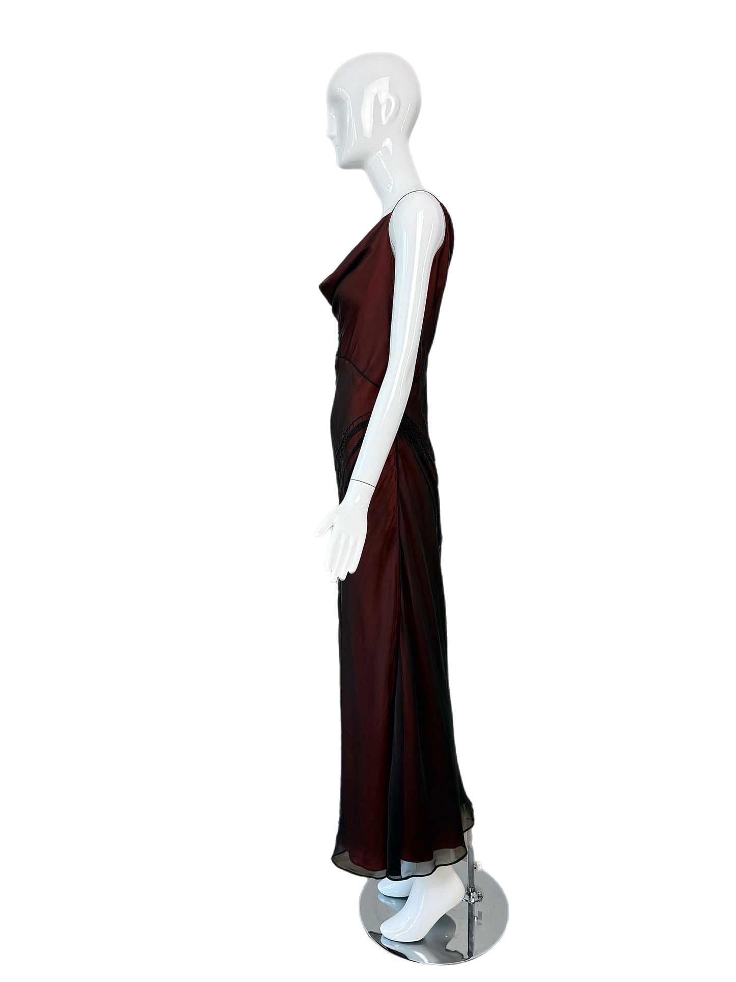 RICHARD TYLER COUTURE 90's Vintage Silk Black + Orange Gown