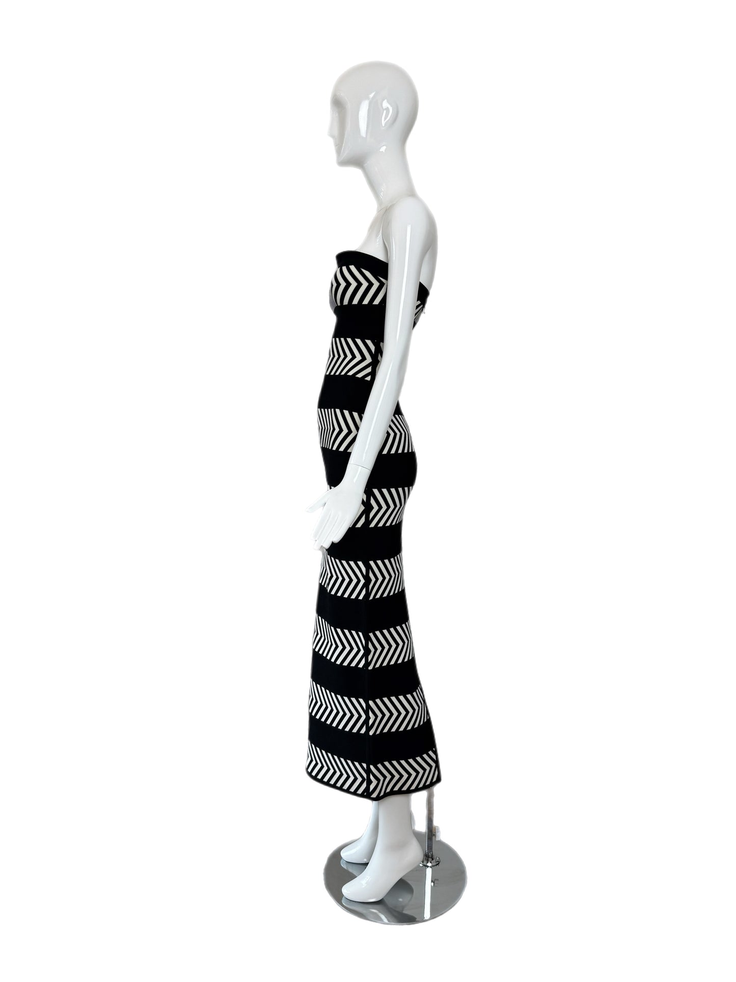HERVE LEGER 1997 Vintage Black & White Maxi Dress