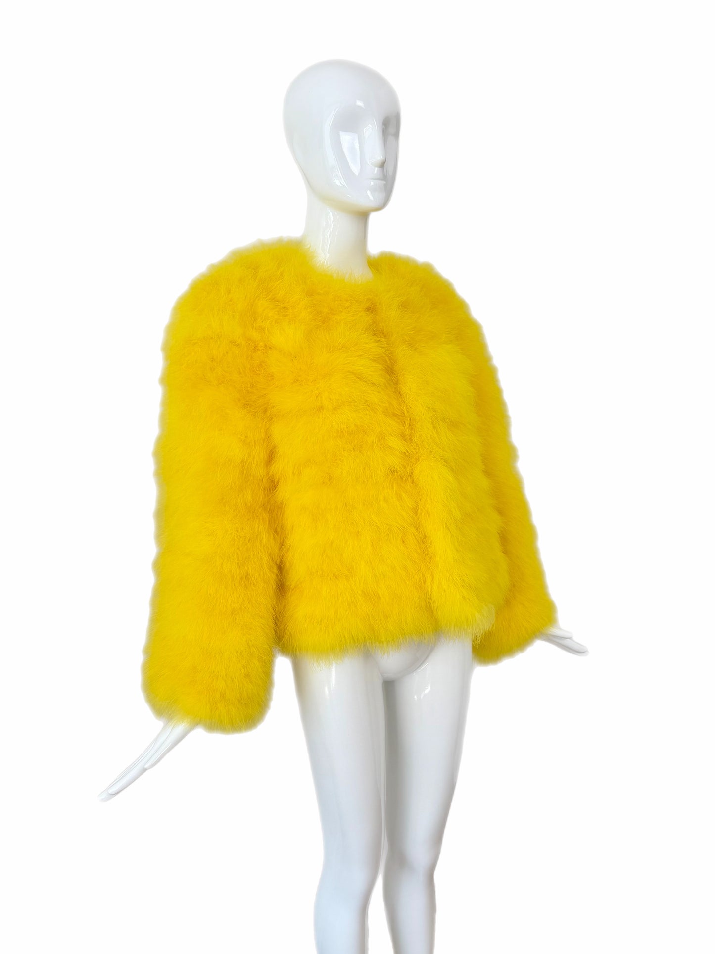 GUCCI by TOM FORD (USA ONLY) 2004 Vintage Runway Yellow Marabou Feather Jacket