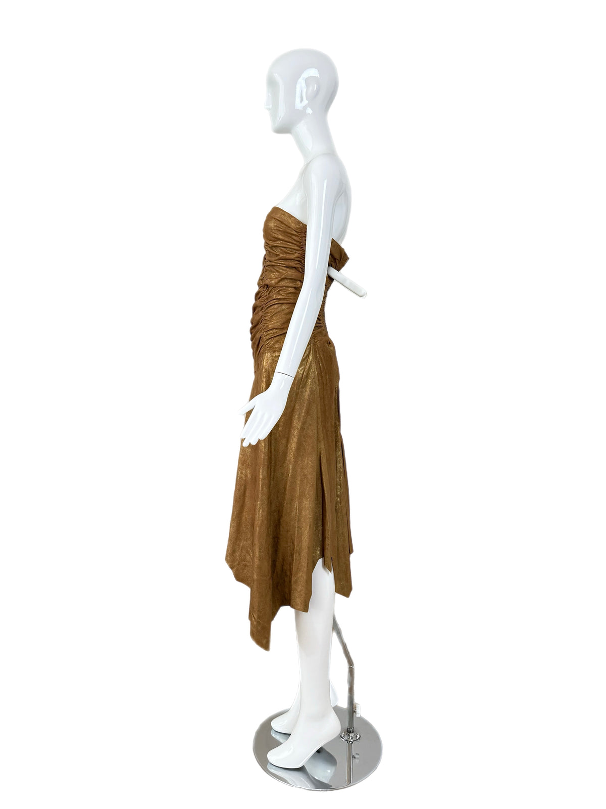 DONNA KARAN 2001 Vintage Runway Gold Leather Dress