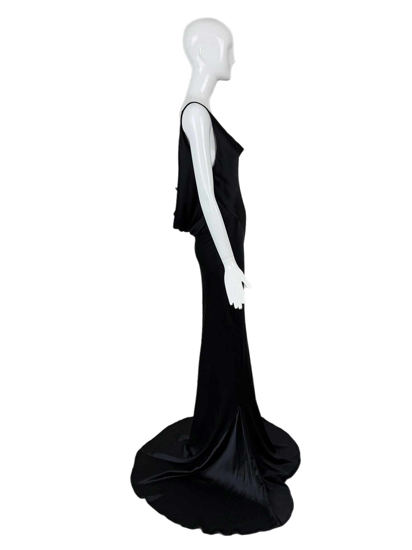 LES HABITUDES 2016 Black Silk Cowl Evening Gown