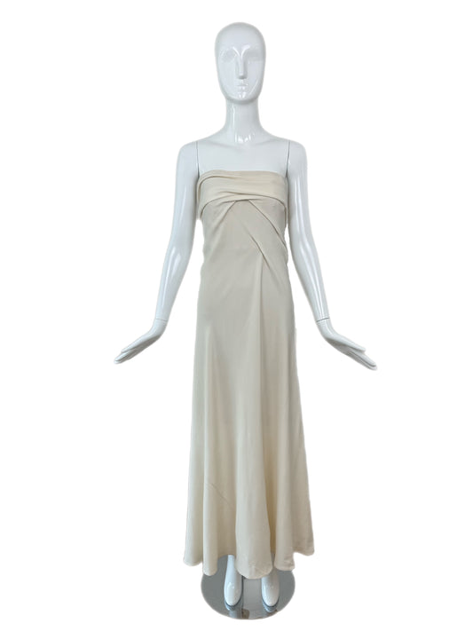 DONNA KARAN Vintage Ivory Silk Strapless Wedding Bridal Dress