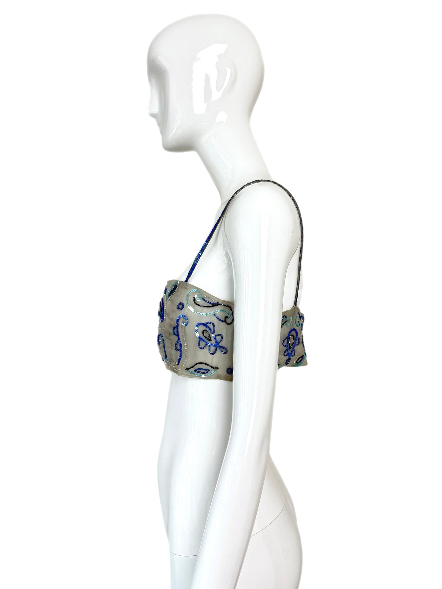 EMPORIO ARMANI 2001 Vintage Runway Silk Embellished Bandeau Top
