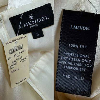 J. MENDEL Vanilla Silk Embellished Evening Gown w. Train