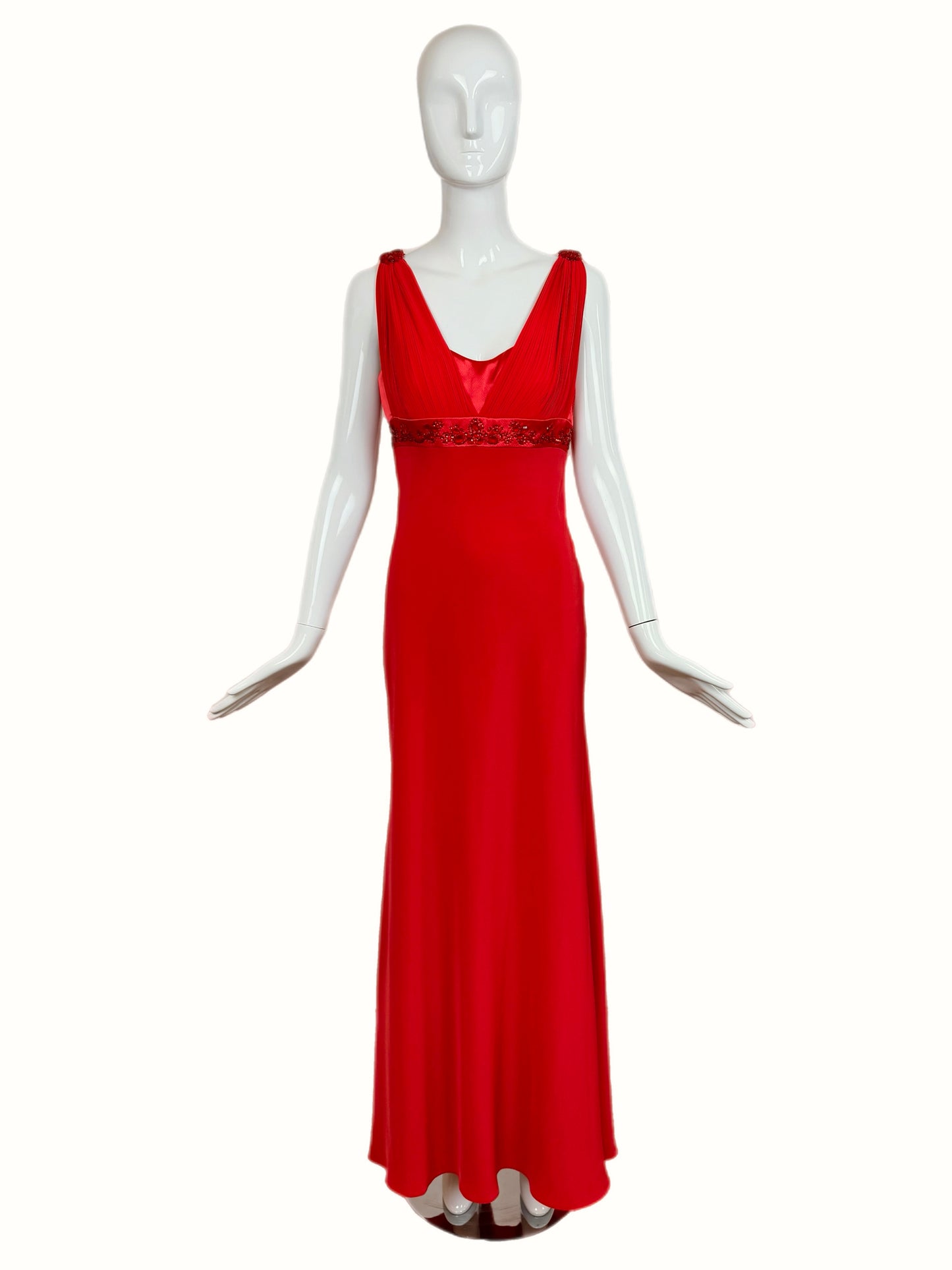 DIOR by Gianfranco Ferre 80s/90s Vintage Numbered Hot Red Silk Evening Gown