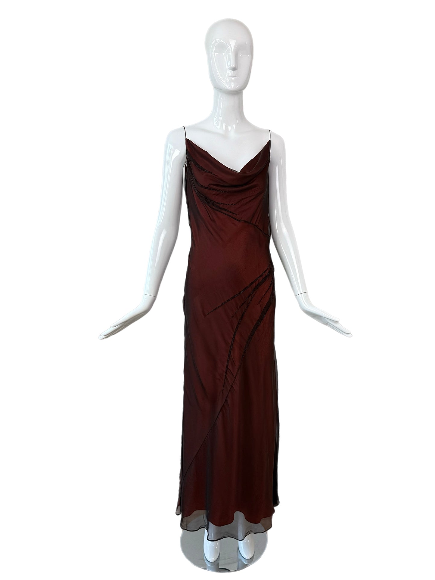 RICHARD TYLER COUTURE 90's Vintage Silk Black + Orange Gown