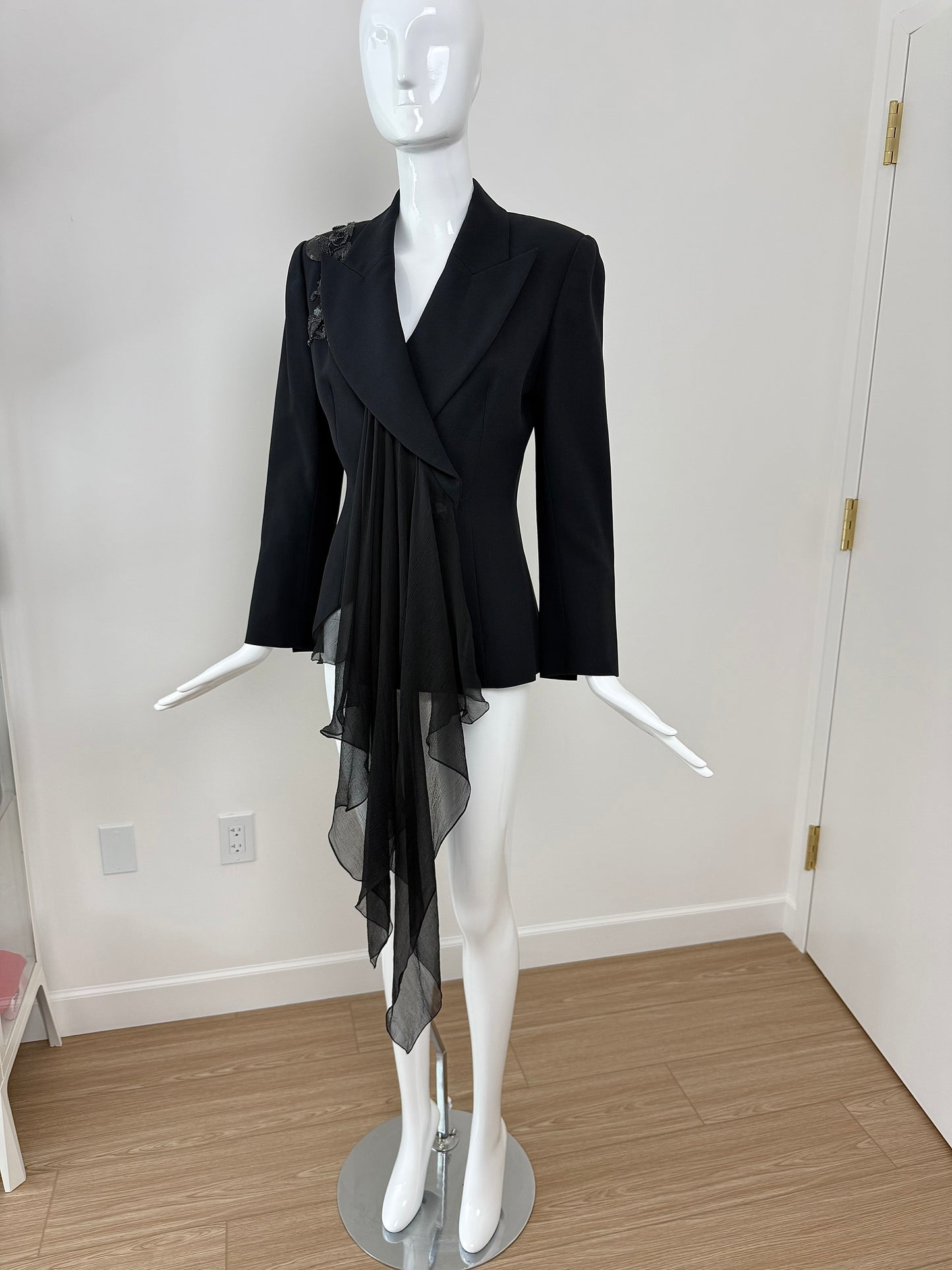 DIOR by GIANFRANCO FERRE 1995 Vintage Embellished Black Power Jacket