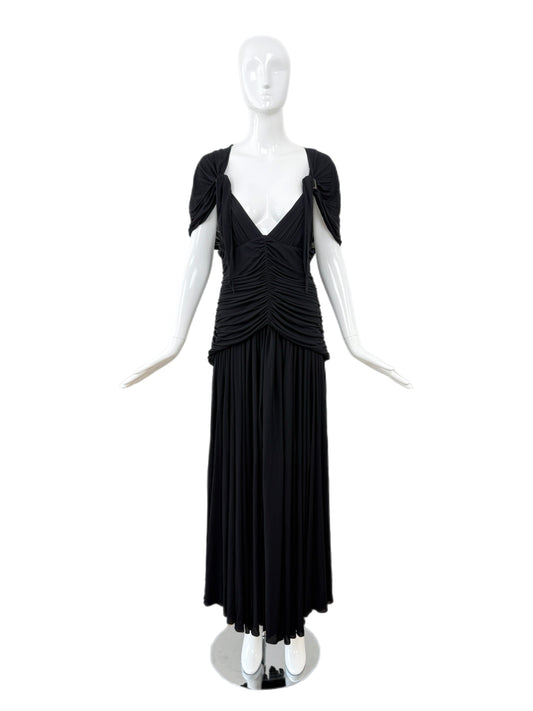JEAN PAUL GAULTIER Vintage Black Ruched Evening Gown