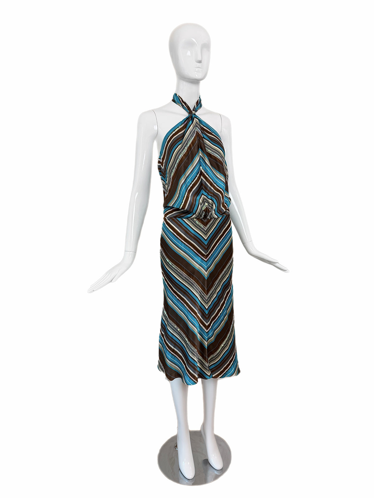 CHLOE by STELLA MCCARTNEY 2000 Vintage Silk Sequined Halter Dress