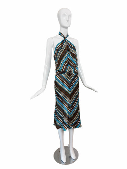 CHLOE by STELLA MCCARTNEY 2000 Vintage Silk Sequined Halter Dress