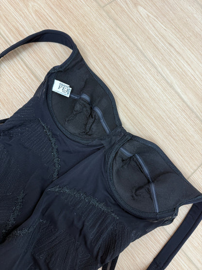 GIANFRANCO FERRE 90's Vintage Black Embellished Bodysuit