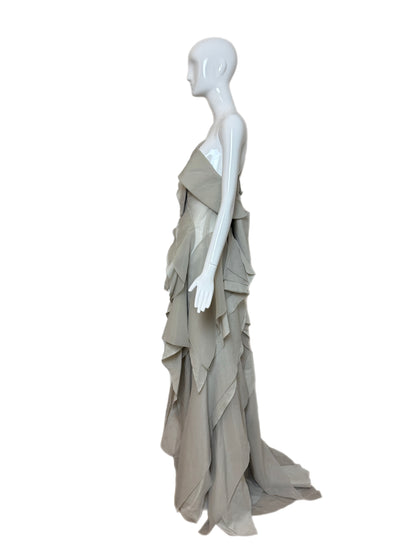 DONNA KARAN 2012 Vintage Runway Grey Gauzy Silk Blend Gown