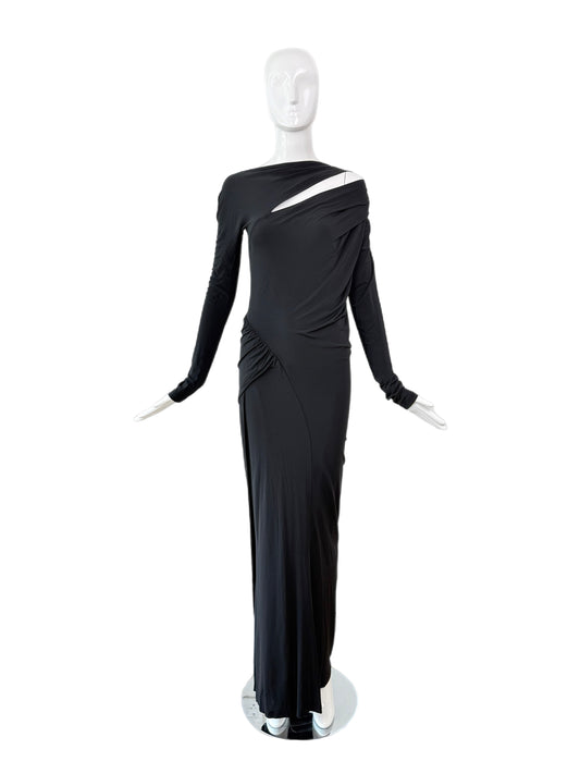 DONNA KARAN Black Slinky Cut-Out Evening Gown