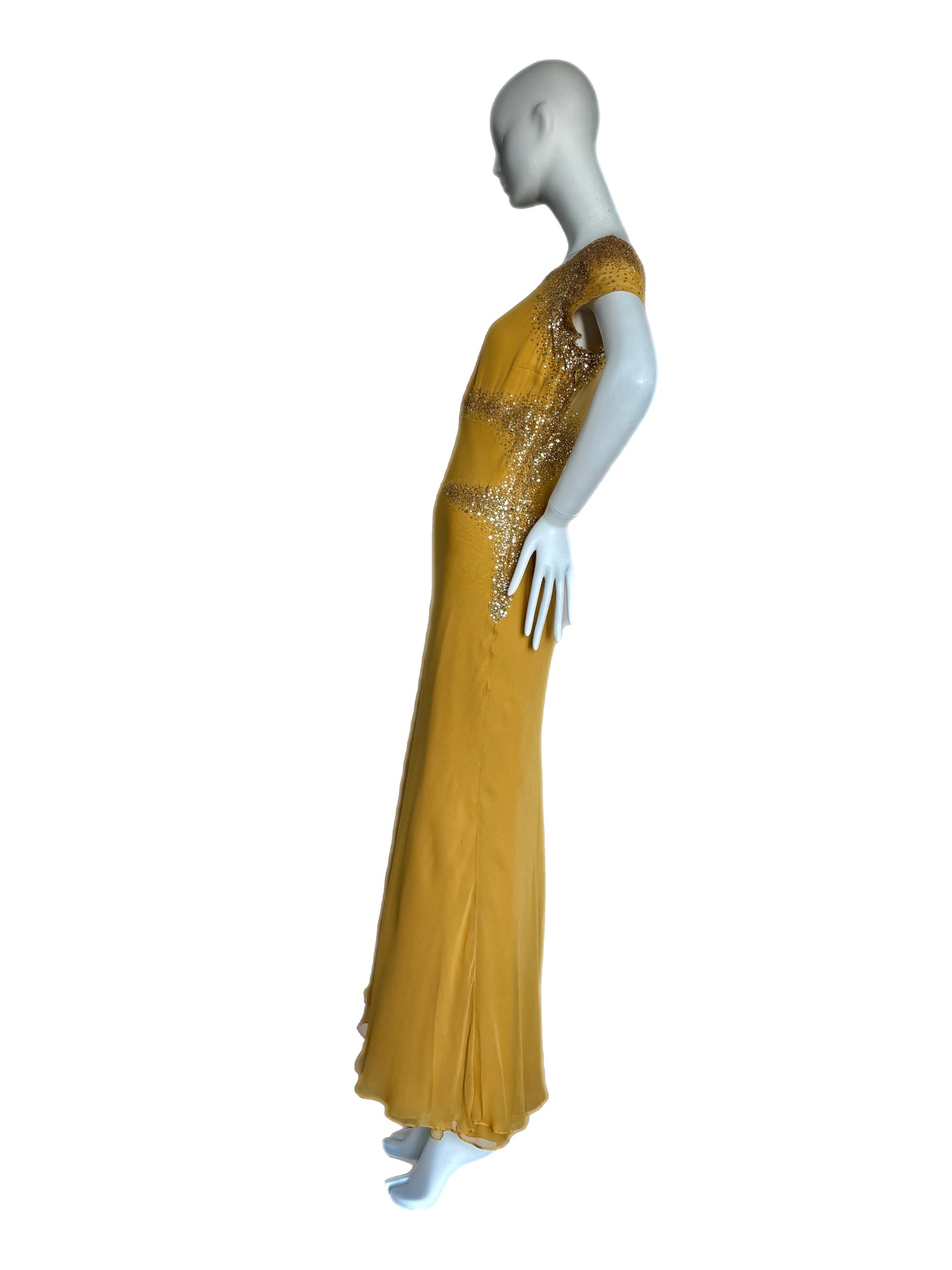 MONIQUE LHUILLIER Vintage Silk Embellished Evening Gown