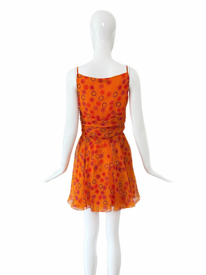 DIOR by JOHN GALLIANO 2009 Vintage Runway Silk Orange Mini Dress