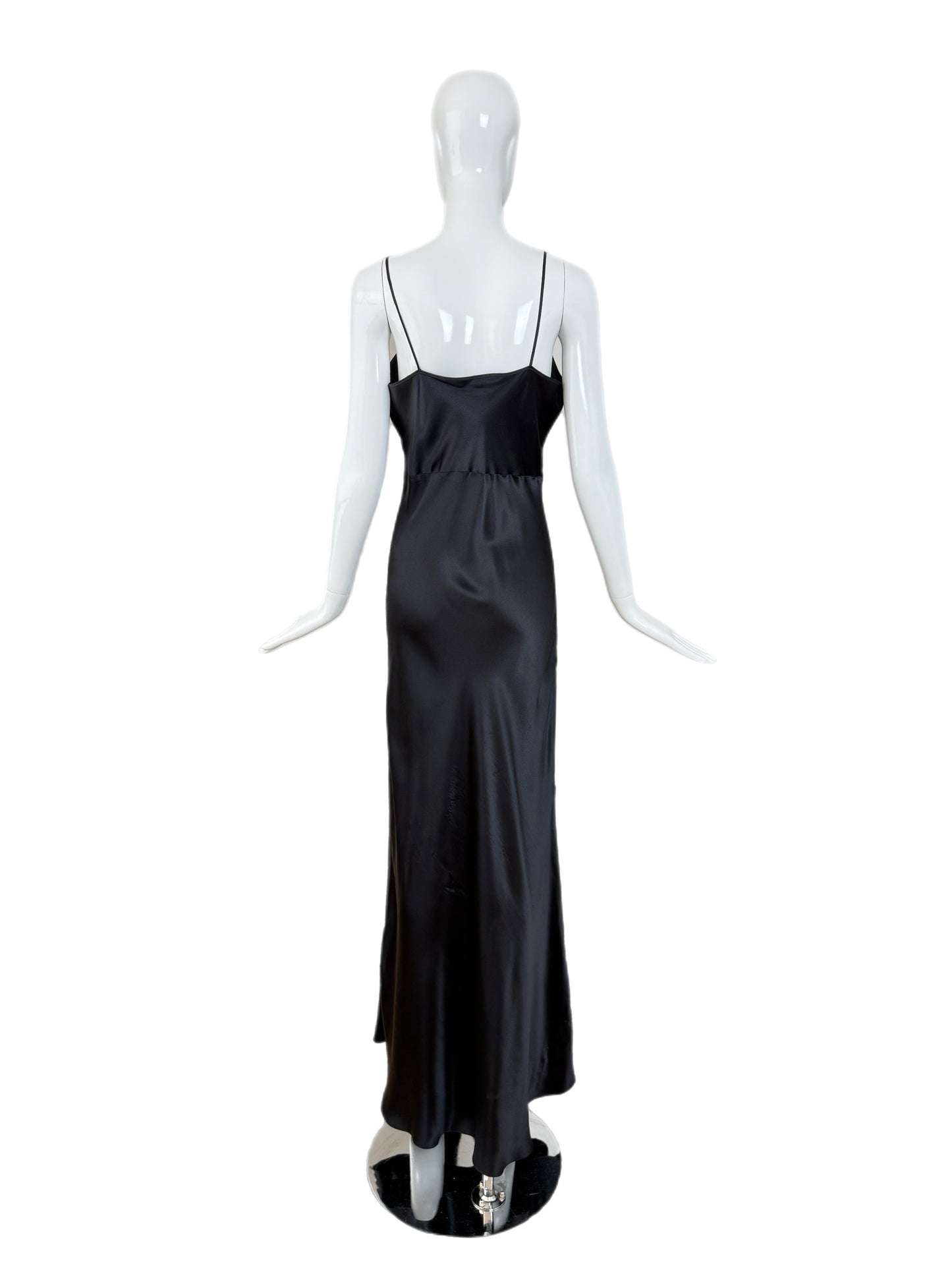 LES HABITUDES 90's Vintage Silk Black Slip Maxi Dress