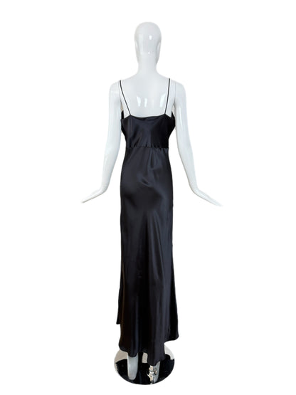 LES HABITUDES 90's Vintage Silk Black Slip Maxi Dress
