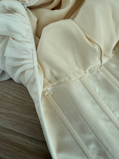 RICHARD TYLER 2000 Vintage Ivory Silk Wedding Dress w. Train + Bustle