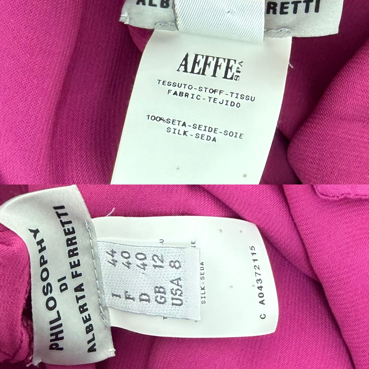 PHILOSOPHY DI ALBERTA FERRETTI Vintage Silk Jewel Encrusted Backless Fuchsia Dress