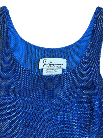 FRED HAYMAN 90's Vintage Electric Blue Beaded Mini Dress