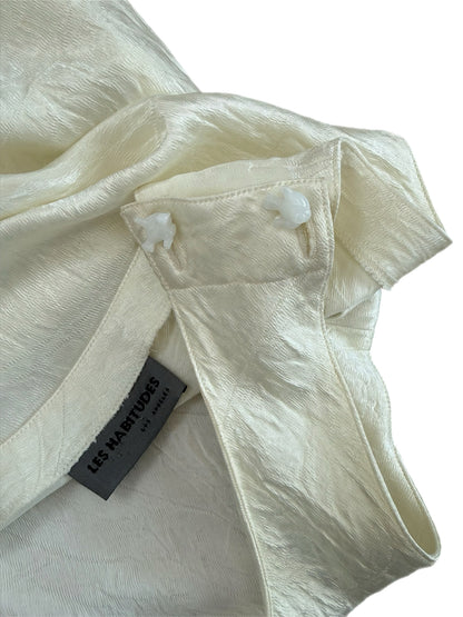 LES HABITUDES 1996 Vintage Buttercream Bias Cut Crinkle Effect Gown