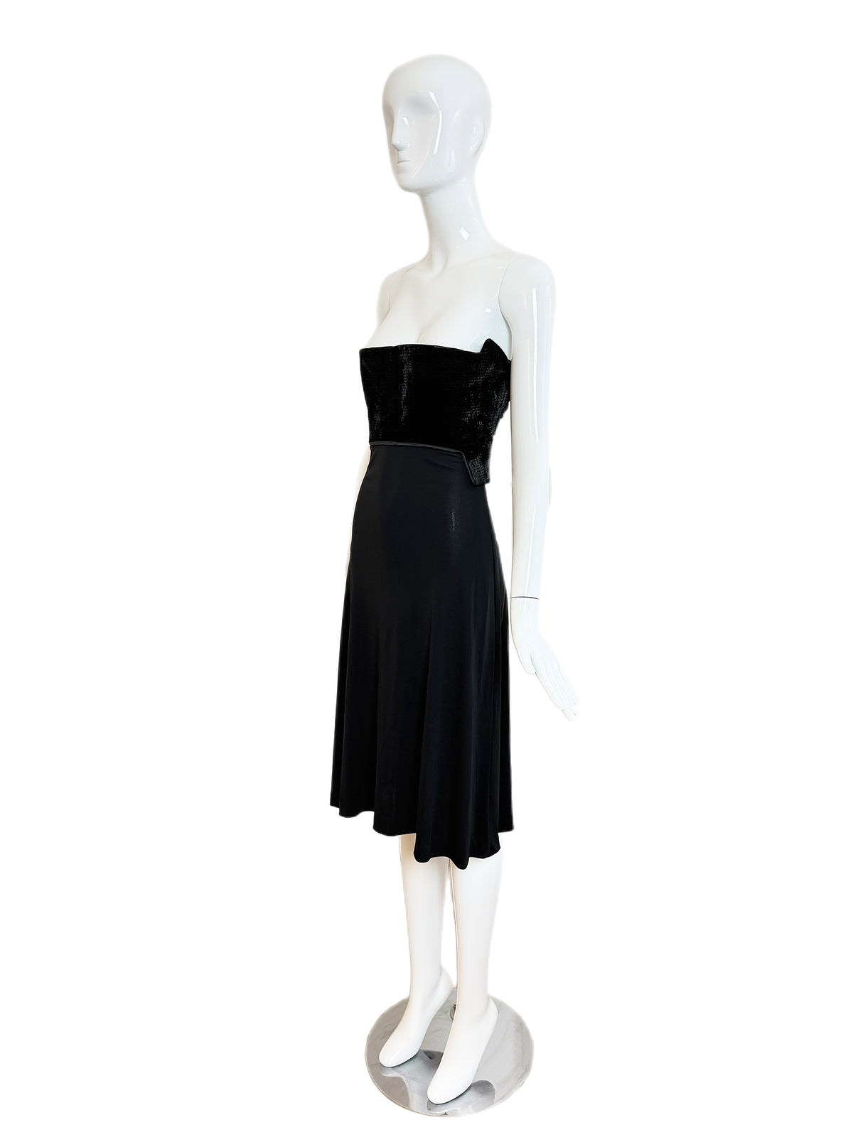 HERVE LEGER 90's Vintage Strapless Chenille Top Cocktail Dress