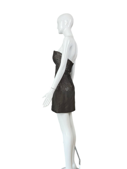 PAMELA DENNIS COUTURE 90's Vintage Silk Gray Embellished Mini