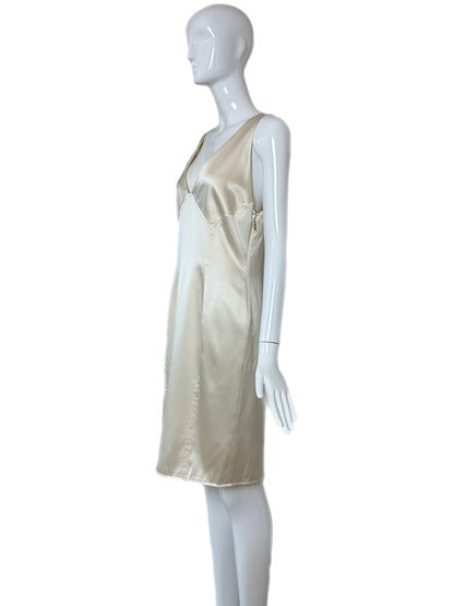 ROBERTO CAVALLI 2006 Silk Ivory Corset Back Knee Length Dress