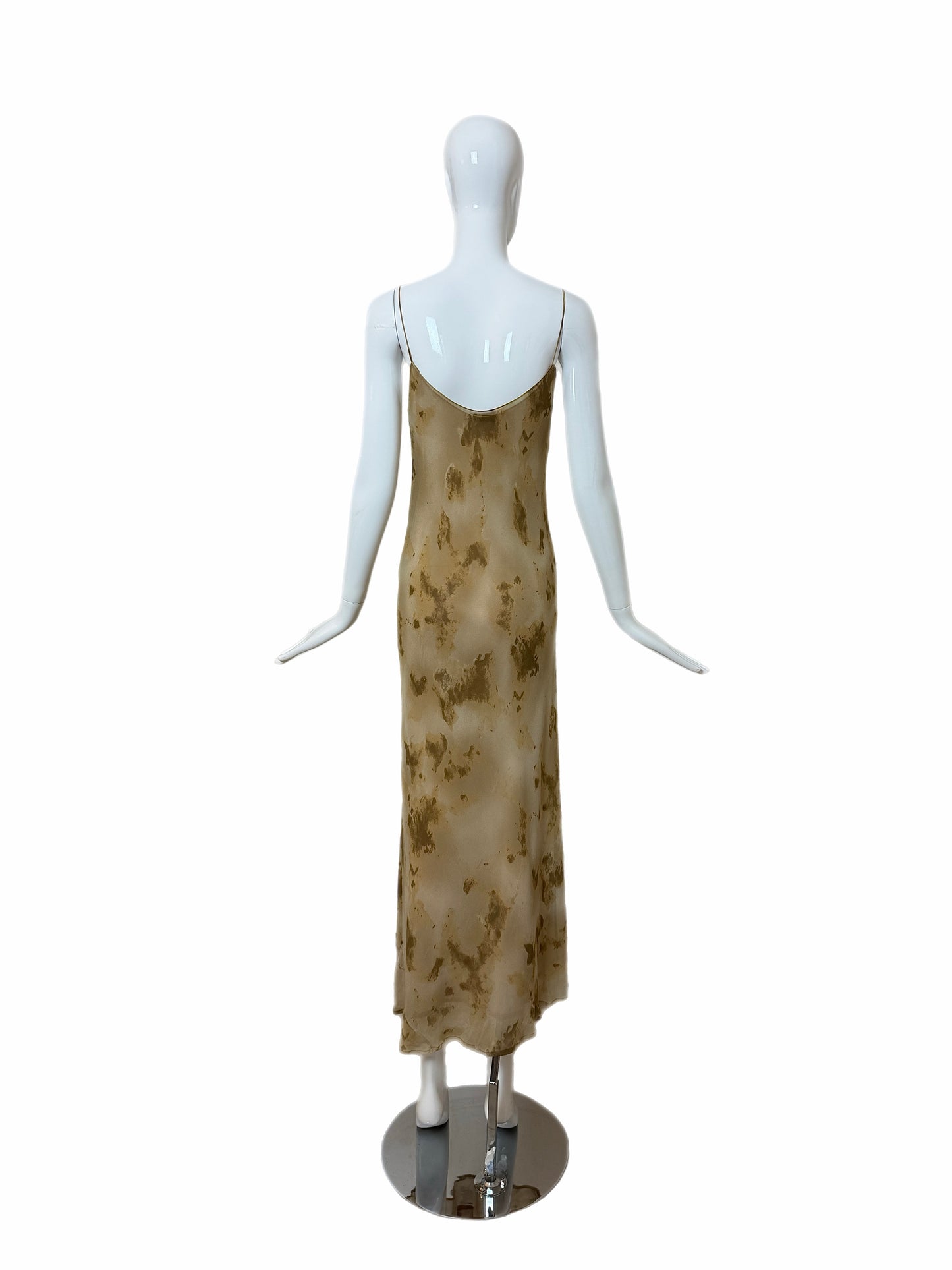 DONNA KARAN 90's Vintage Silk Marbled Print Slip Gown IT42