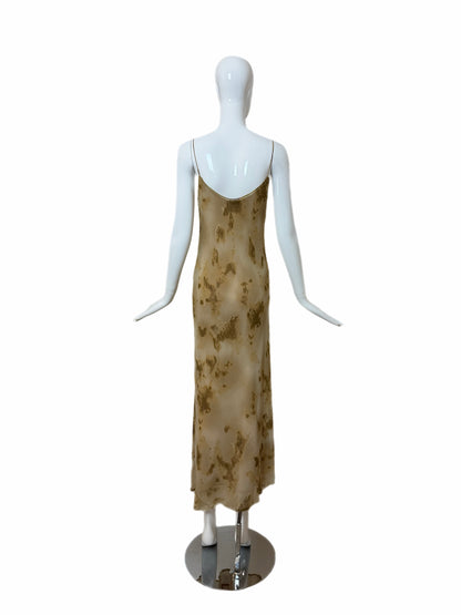 DONNA KARAN 90's Vintage Silk Marbled Print Slip Gown IT42