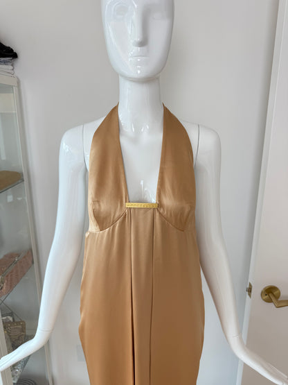GIANNI VERSACE 90's Vintage Silk Champagne Gold Evening Gown