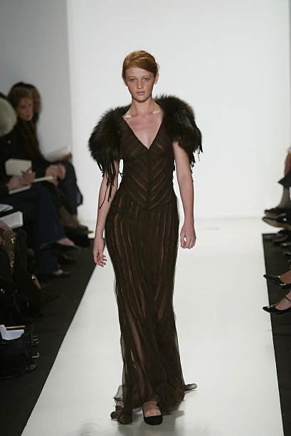 J. MENDEL 2004 Vintage Runway Chocolate Brown Silk Evening Gown