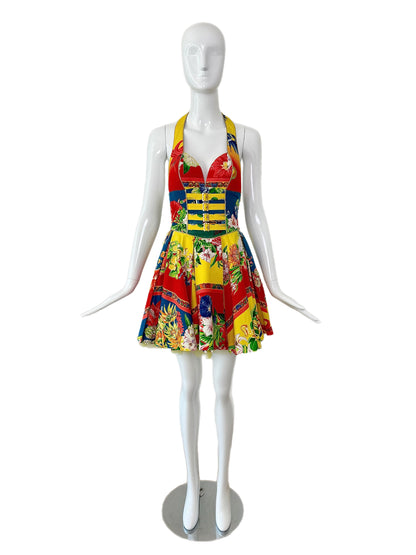 GIANNI VERSACE VERSUS 1993 Vintage Iconic Mini Dress w. Tulle Underlay