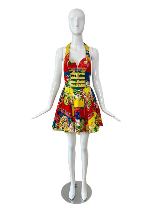 GIANNI VERSACE VERSUS 1993 Vintage Iconic Mini Dress w. Tulle Underlay
