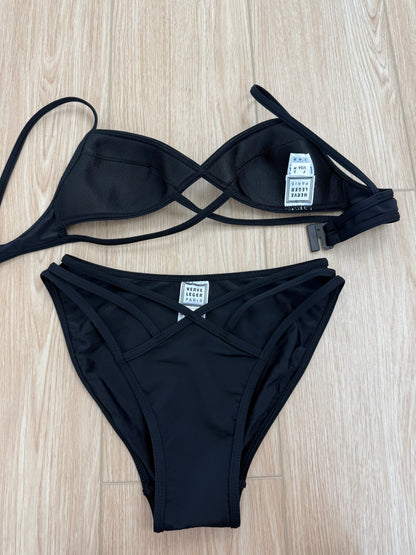 HERVE LEGER 1998 Vintage Runway Black Cut Out Bikini