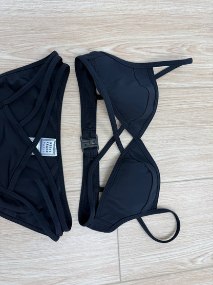 HERVE LEGER 1998 Vintage Runway Black Cut Out Bikini