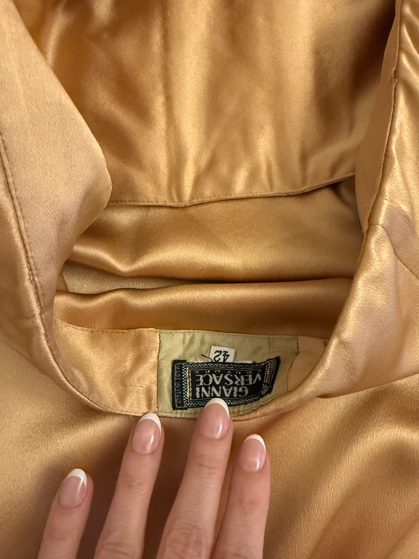 GIANNI VERSACE 90's Vintage Silk Champagne Gold Evening Gown