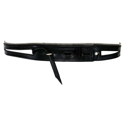 HELMUT LANG 2003 Vintage Black Leather Zipper Belt