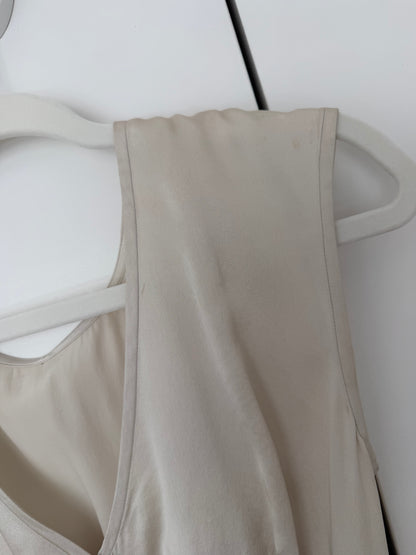 LES HABITUDES 90's Vintage Silver Grey Satin Floral Hand Beaded Gown
