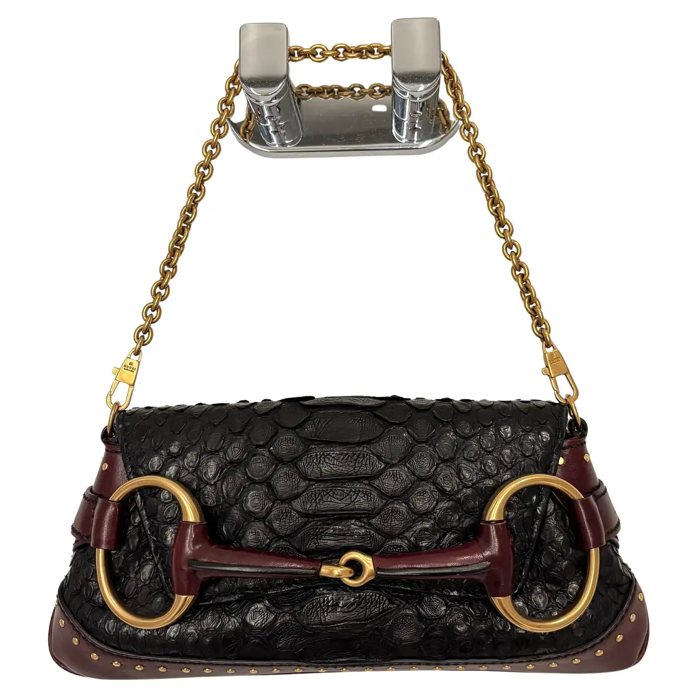 GUCCI by TOM FORD 2003 Vintage Snake Embossed Leather Horsebit Bag