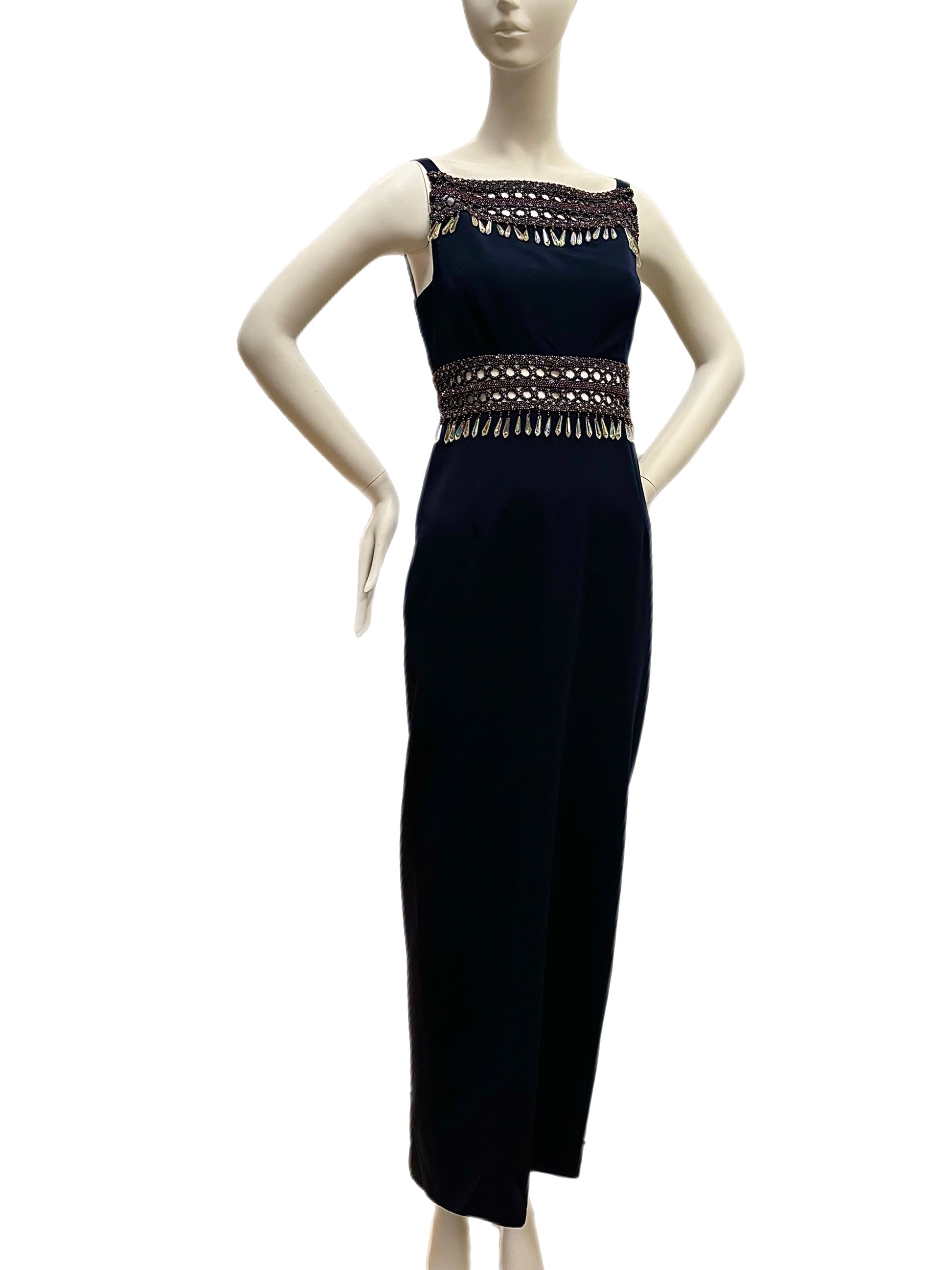 beaded embellished vintage Nina Ricci evening gown maxi dress