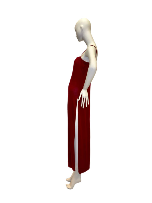 90's vintage dolce and gabbana red slip maxi dress gown with slit