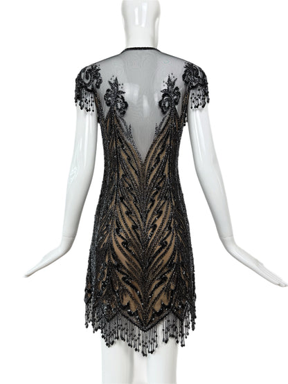 BOB MACKIE 1980's Vintage Heavily Embellished Mini Dress